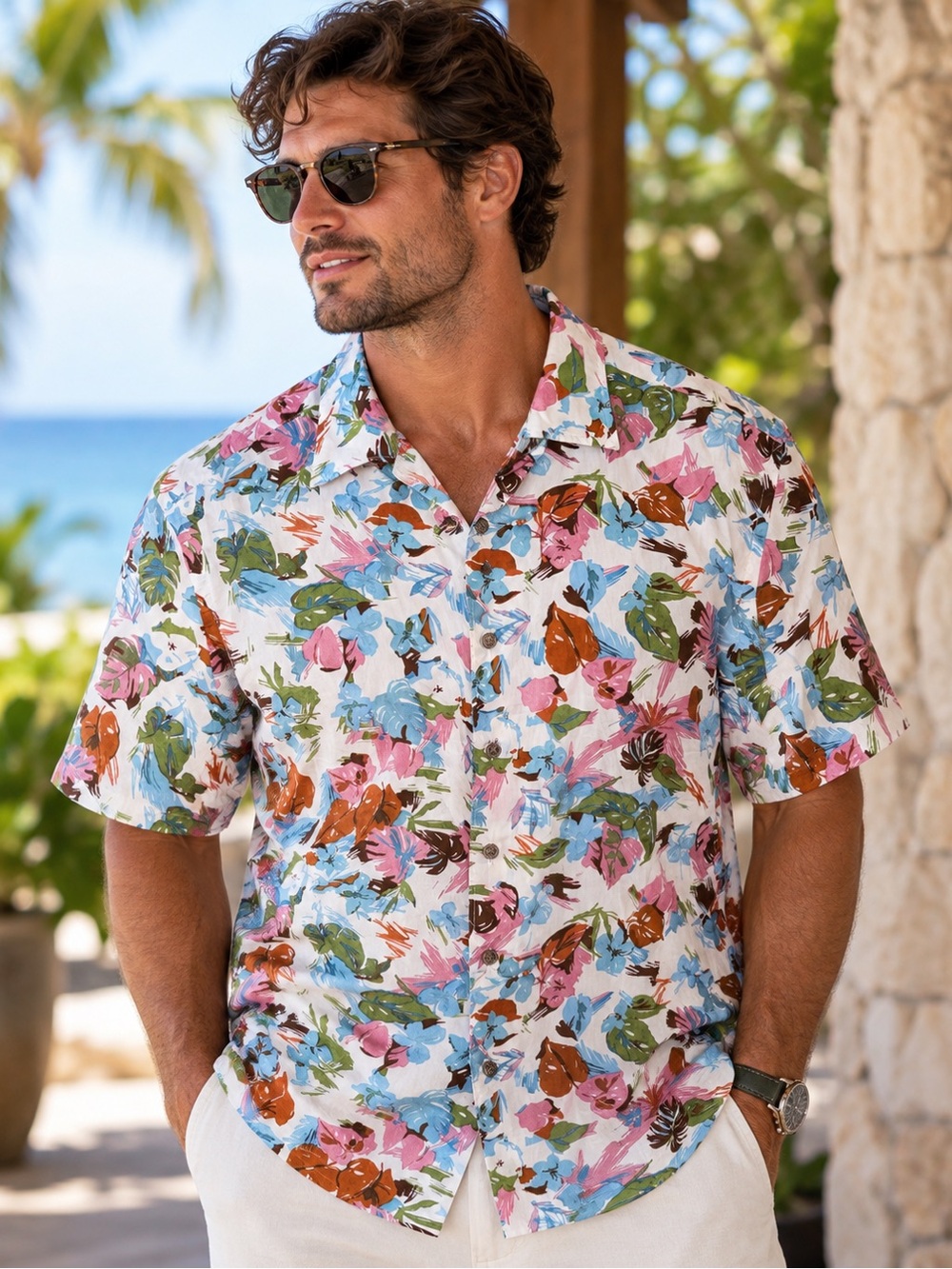Rodd & Gunn Multicolor Floral Short-Sleeve Button-Down Shirt